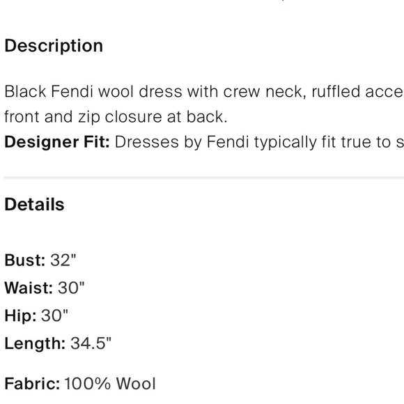 Fendi EUC Size S US4 100% Wool Ruffle Mini Dress - Picture 8 of 8
